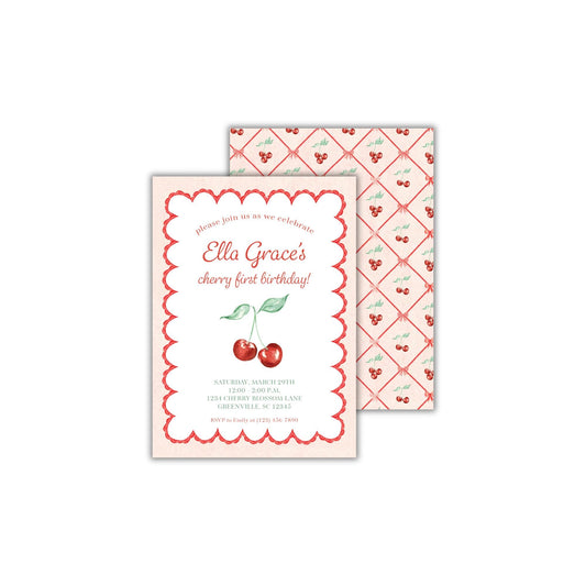 Cherry First Birthday Invitation