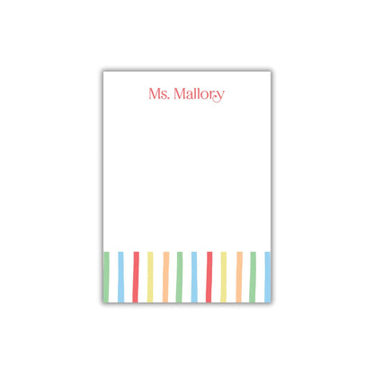 Rainbow Stripe Teacher Notepad