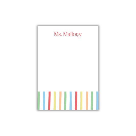 Rainbow Stripe Teacher Notepad