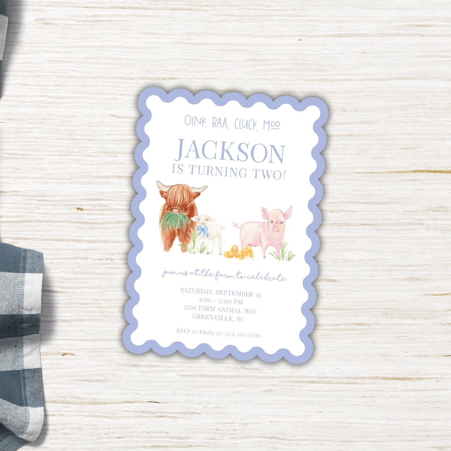 Barnyard Invitation - Blue