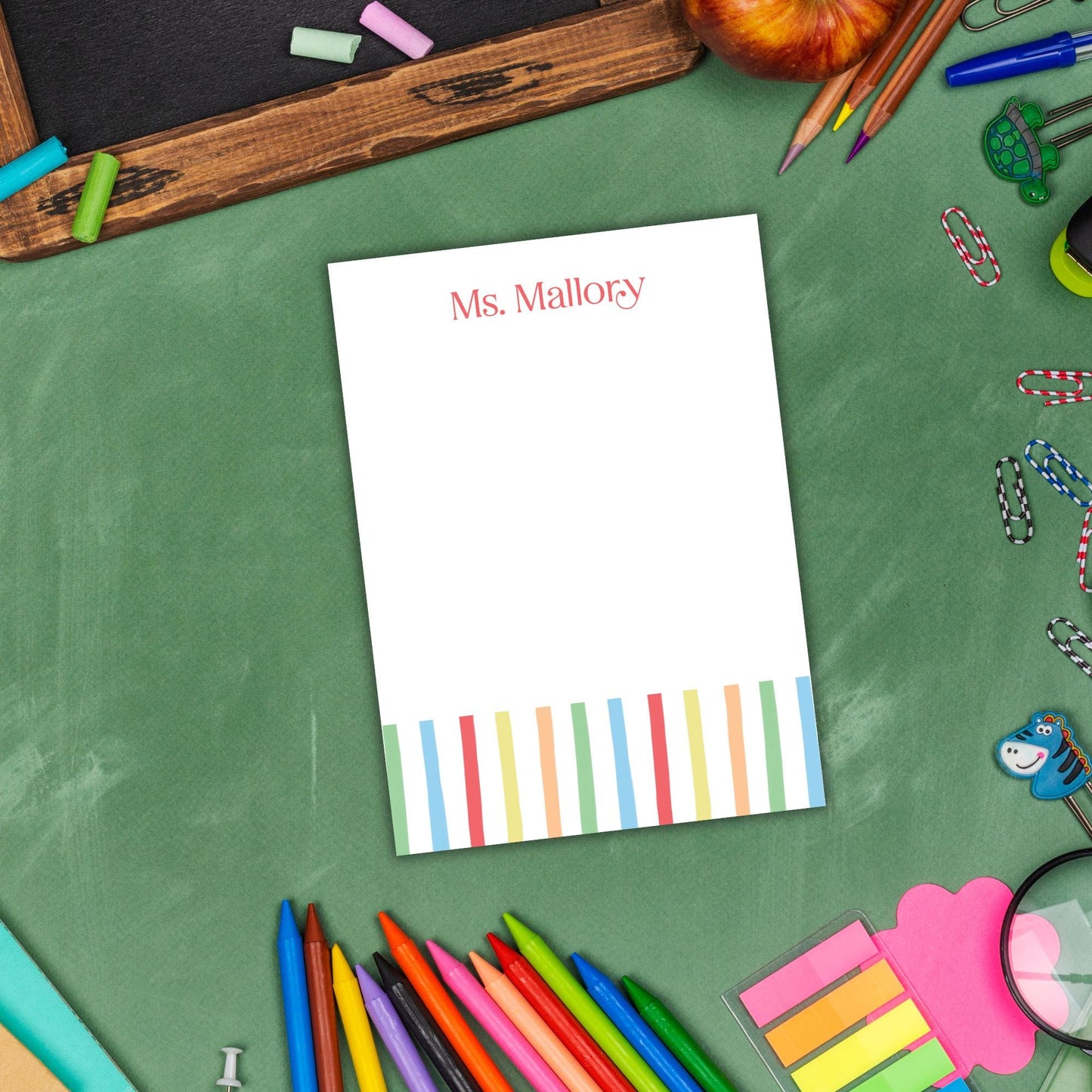 Rainbow Stripe Teacher Notepad