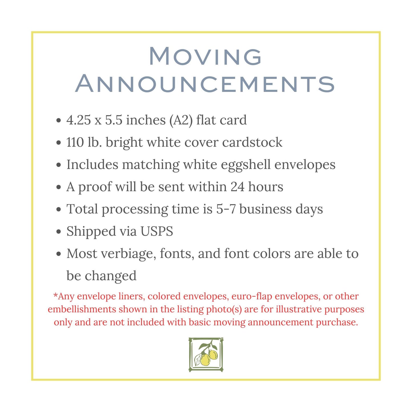 a white poster with the words moving announcements
