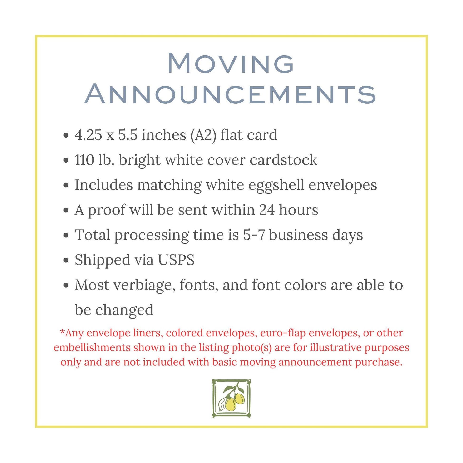 a white poster with the words moving announcements