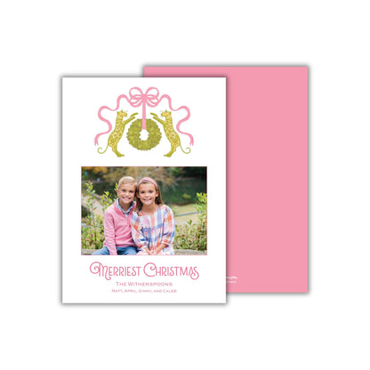 Cheetah Christmas Card - Pink/Chartreuse