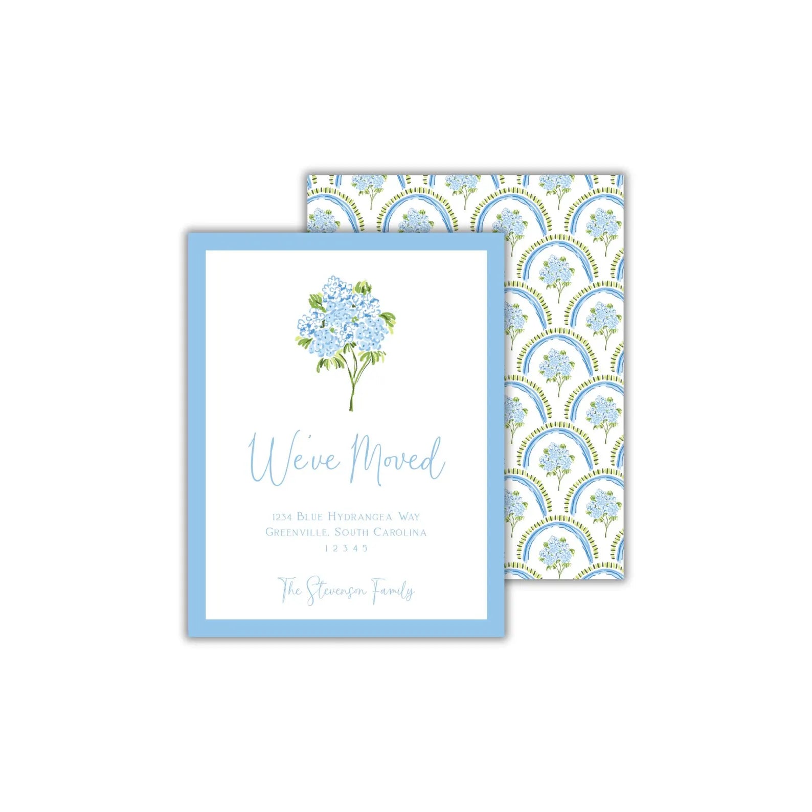 a card with a blue flower on it