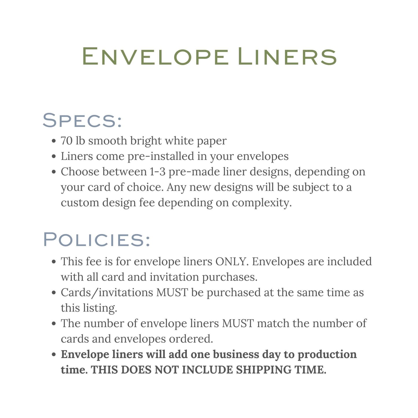 Envelope Liners Add-On