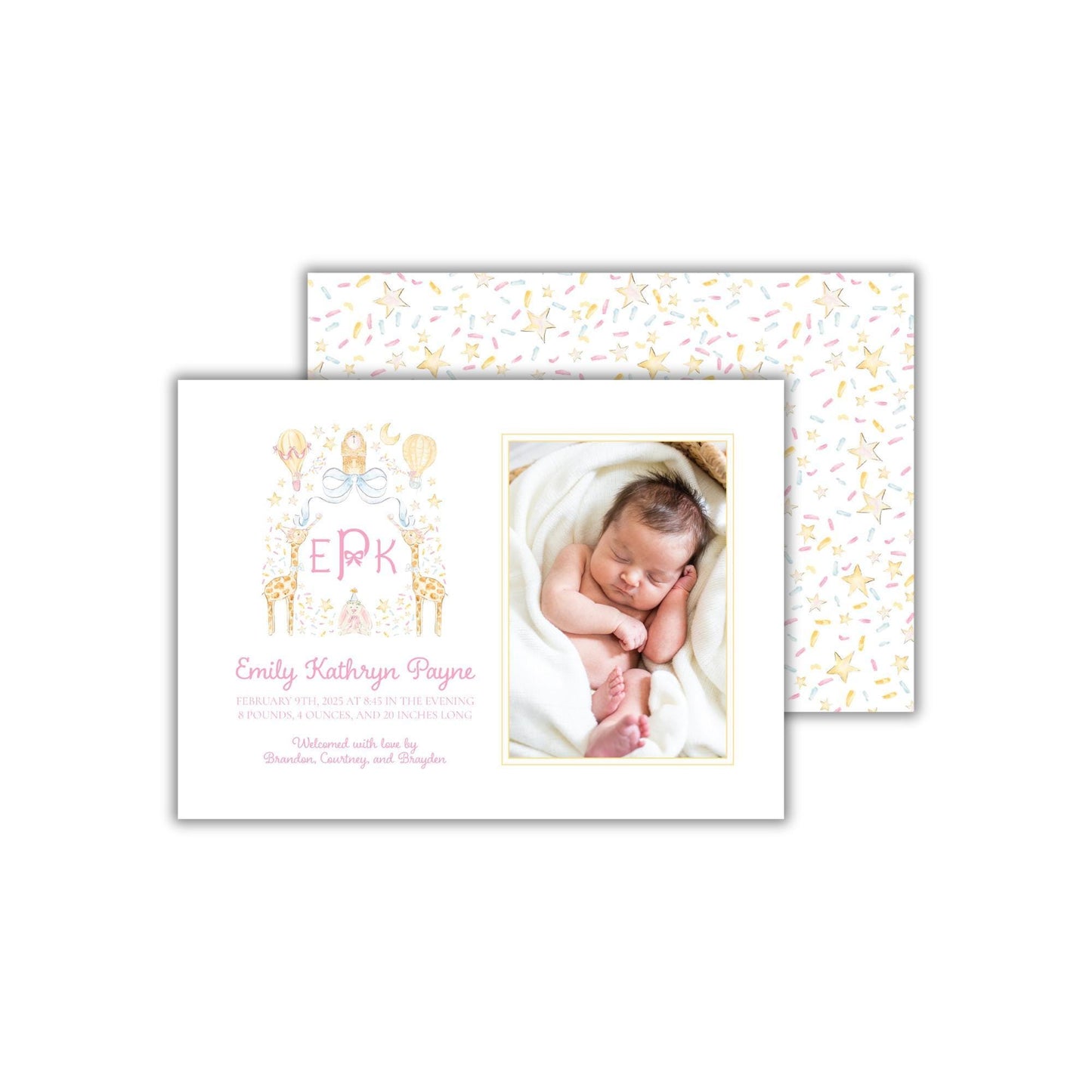 Adventure Awaits Birth Announcement - Pink