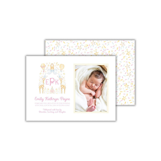 Adventure Awaits Birth Announcement - Pink