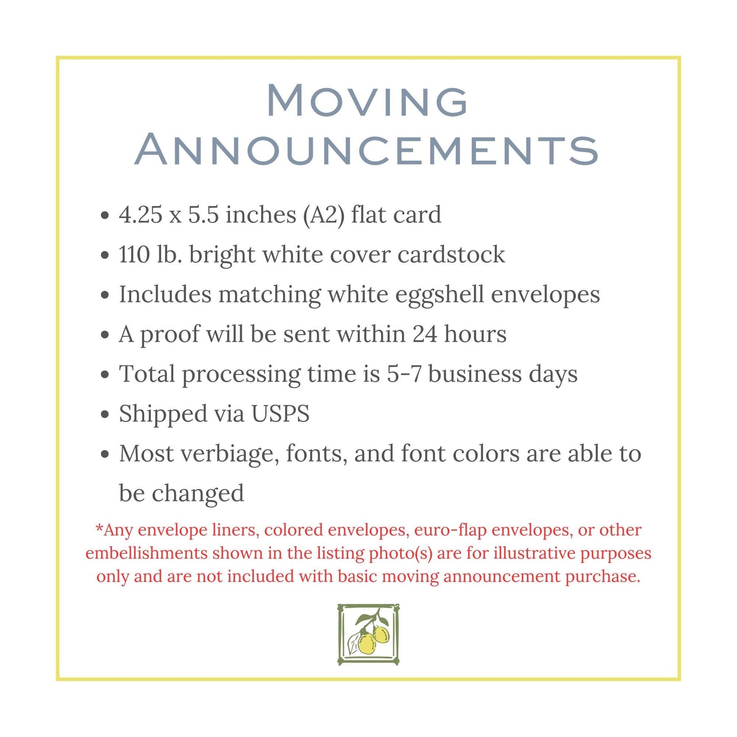 a white poster with the words moving announcements