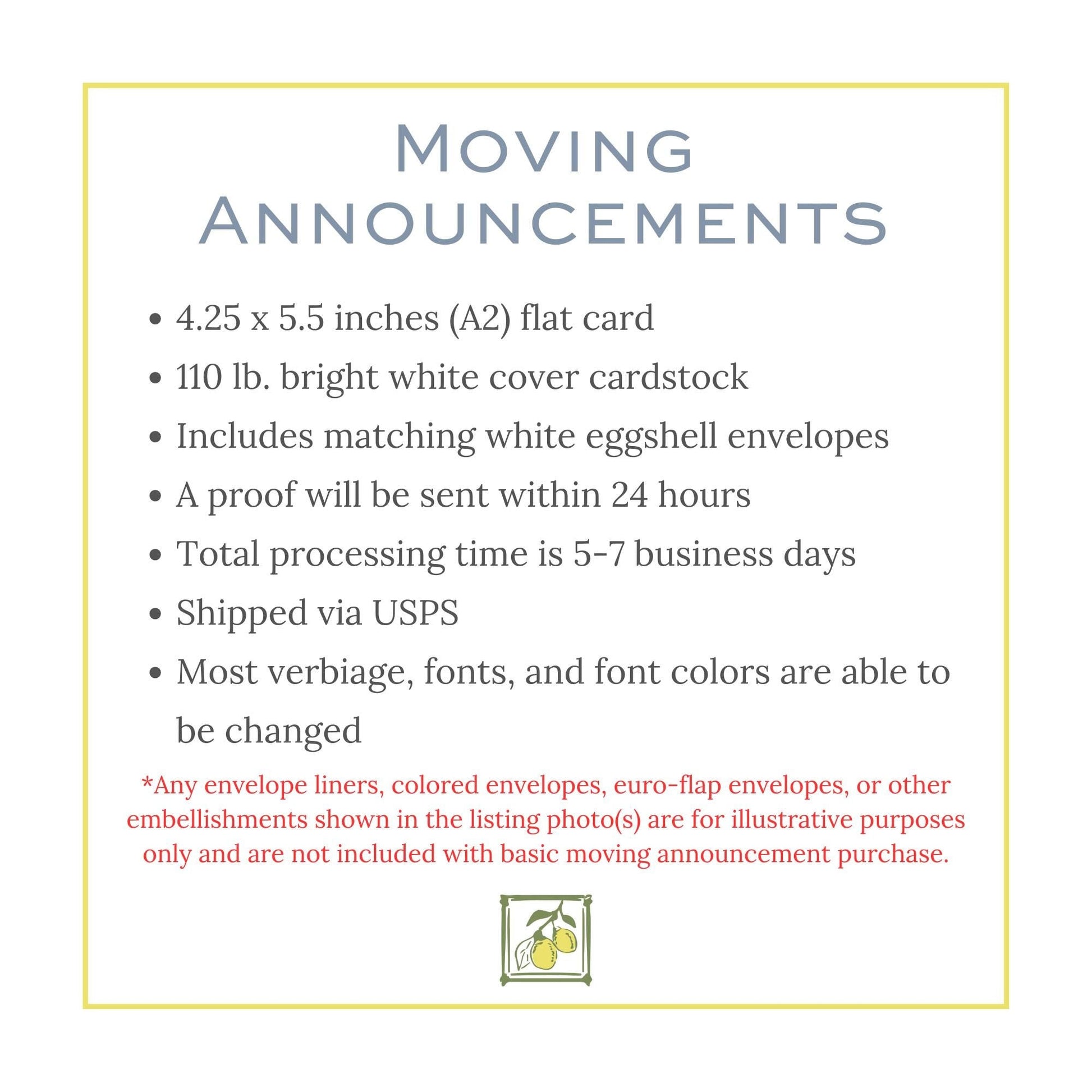 a white poster with the words moving announcements