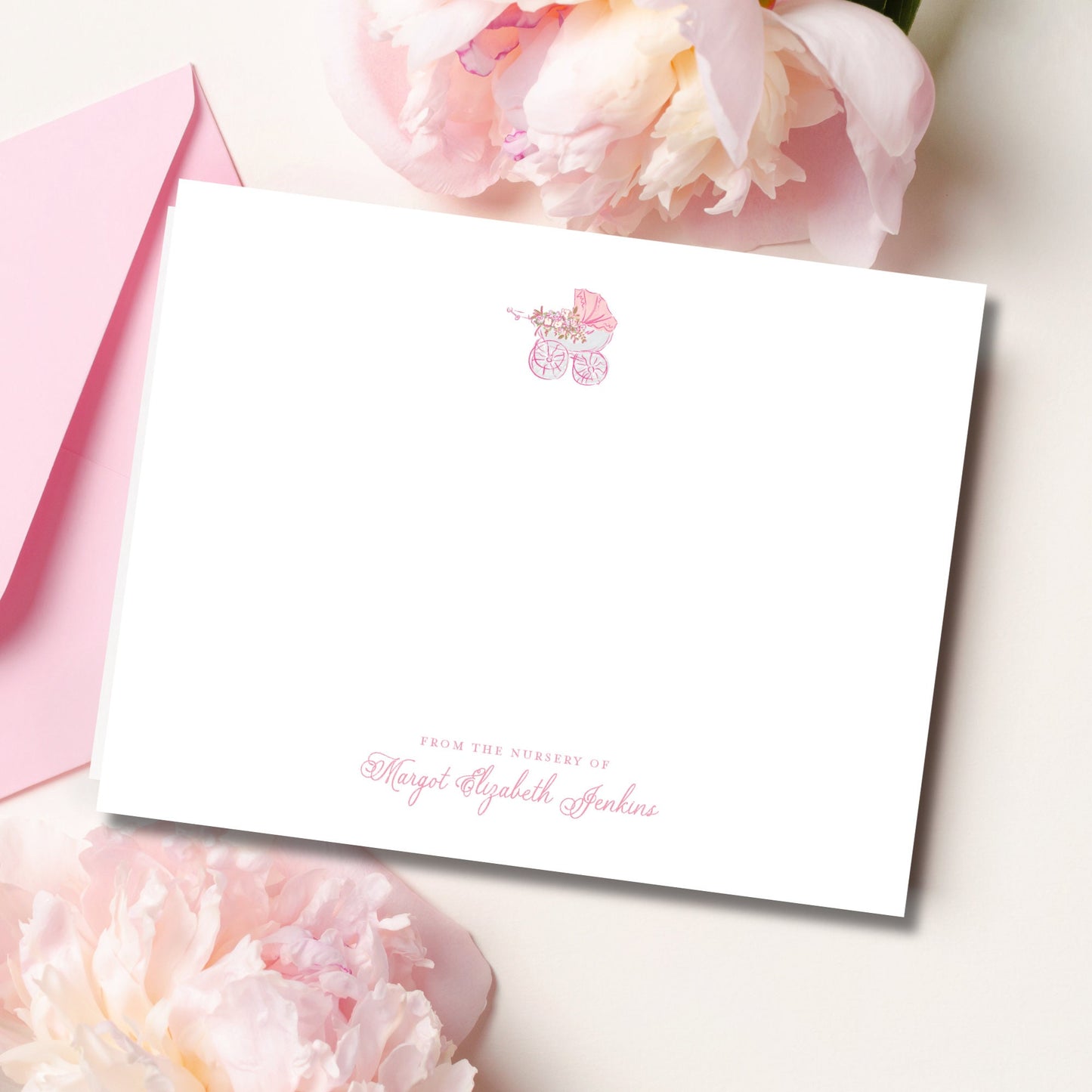 Baby Carriage Notecards - Pink