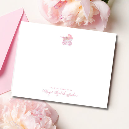 Baby Carriage Notecards - Pink