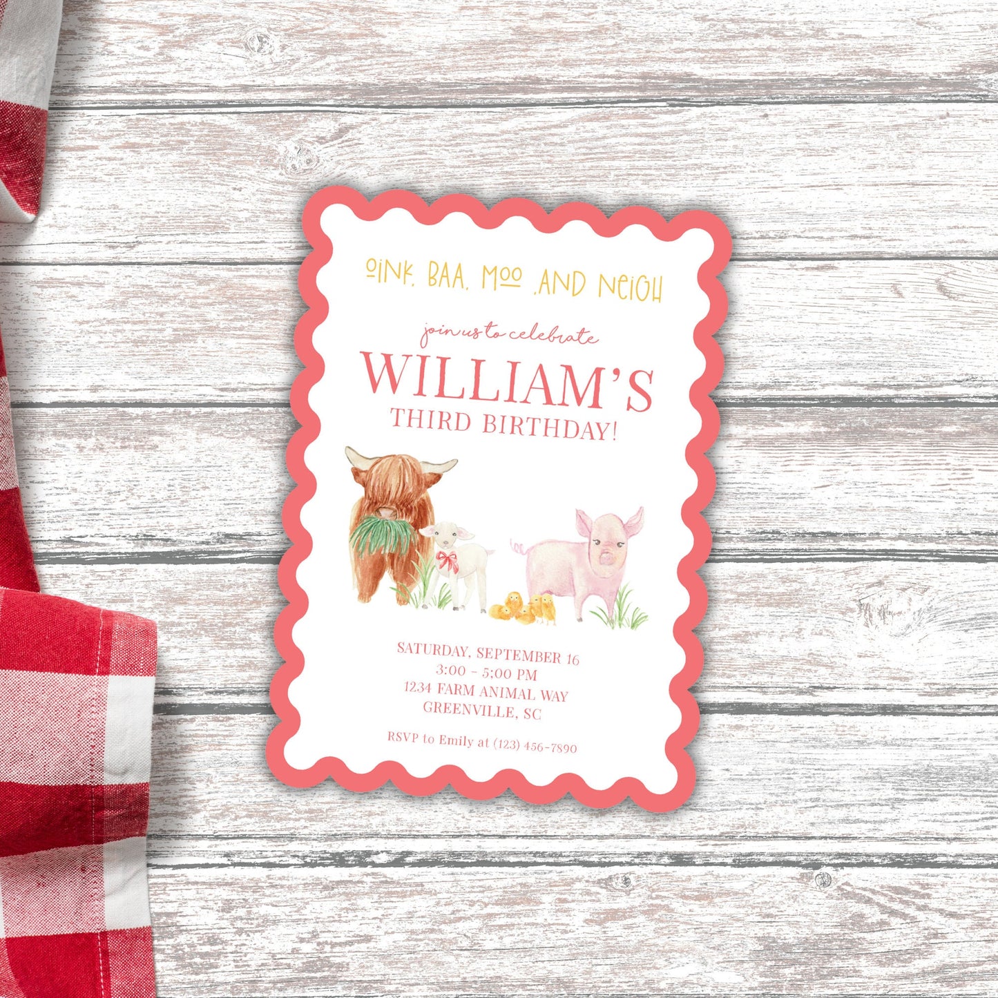 Barnyard Invitation - Red