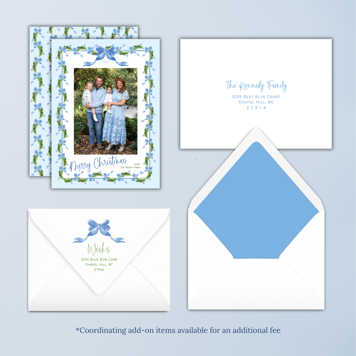 Blue Ribbon Christmas Card