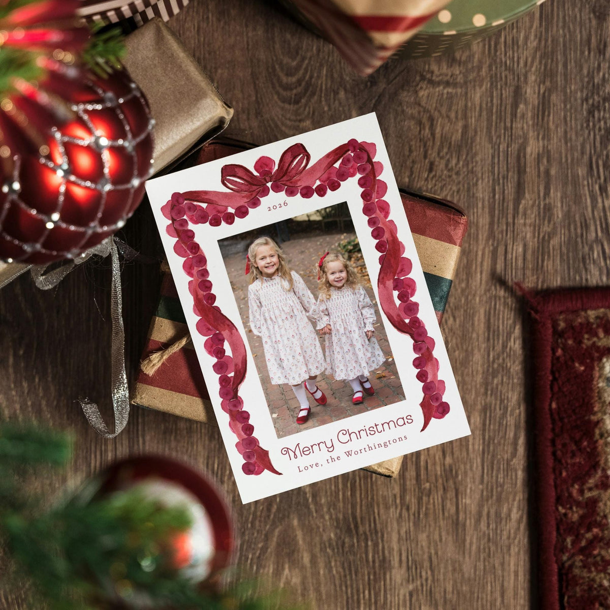 Velvet Bow Christmas Card