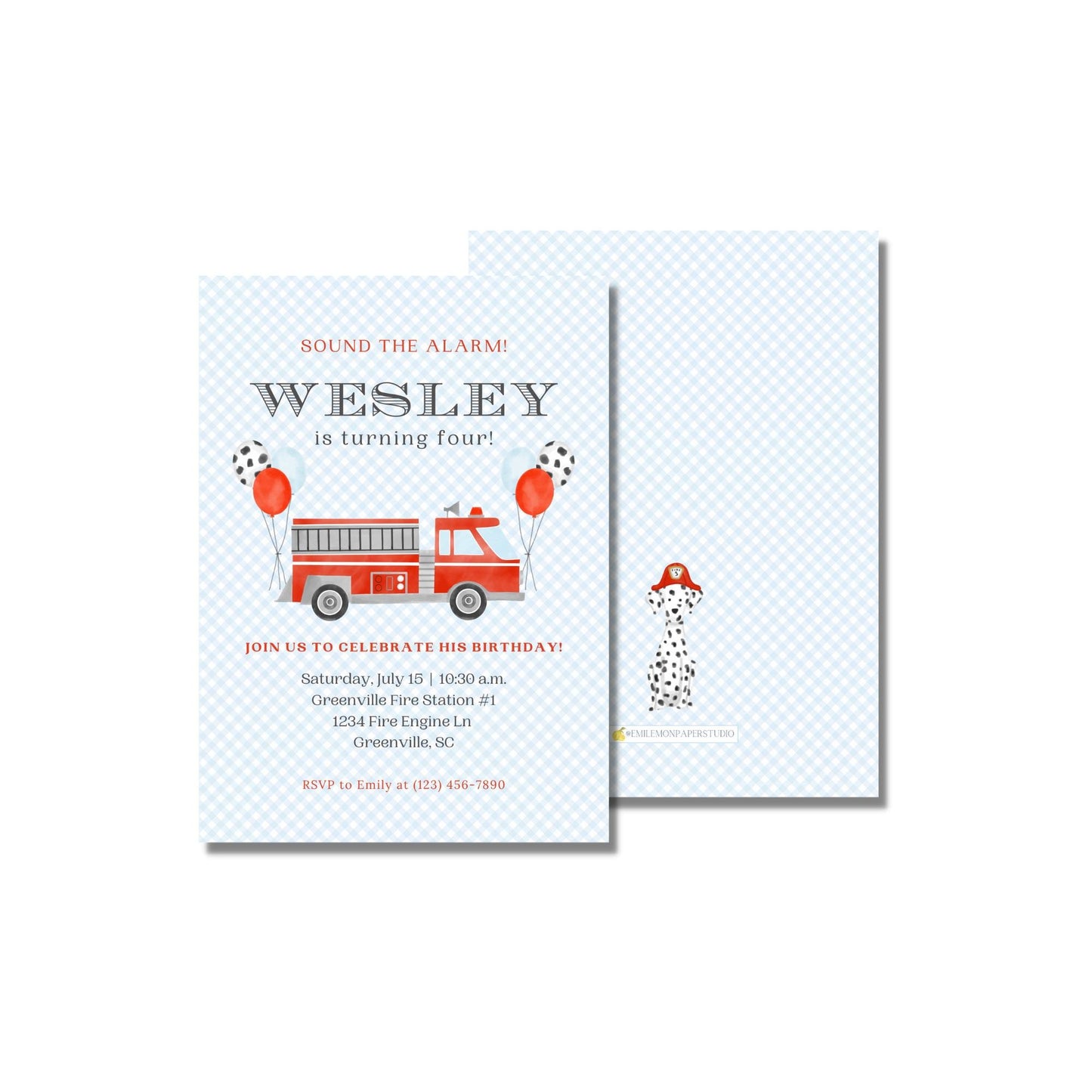 Fire Engine Invitation