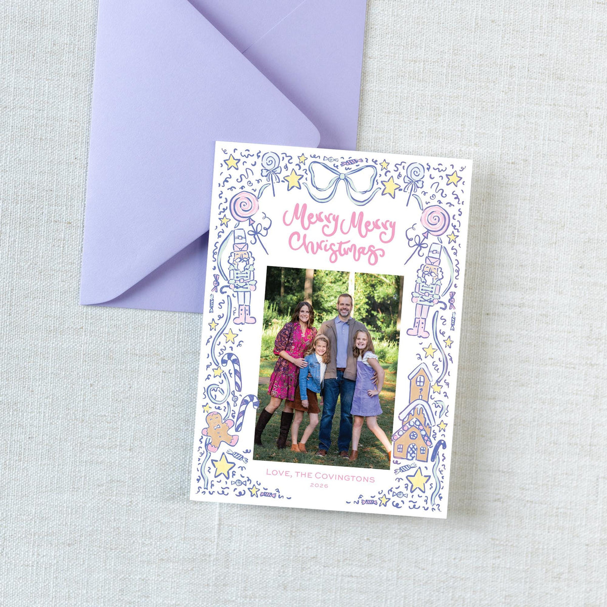 Candy Christmas Card - Blue/Pink