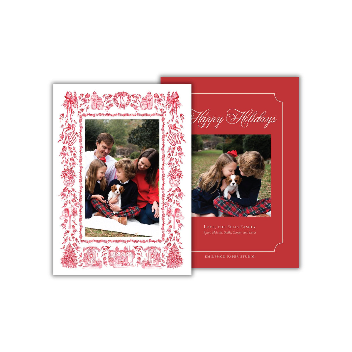 Red Toile Christmas Card