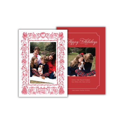 Red Toile Christmas Card