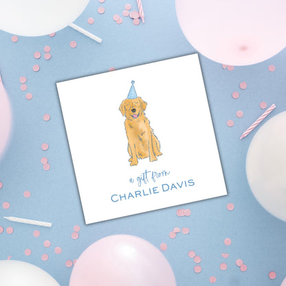 Golden Retriever Enclosure Cards - Blue