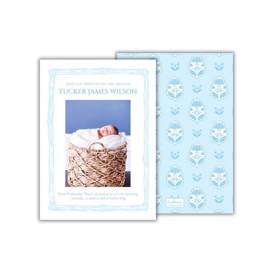 Intaglio Birth Announcement - Blue