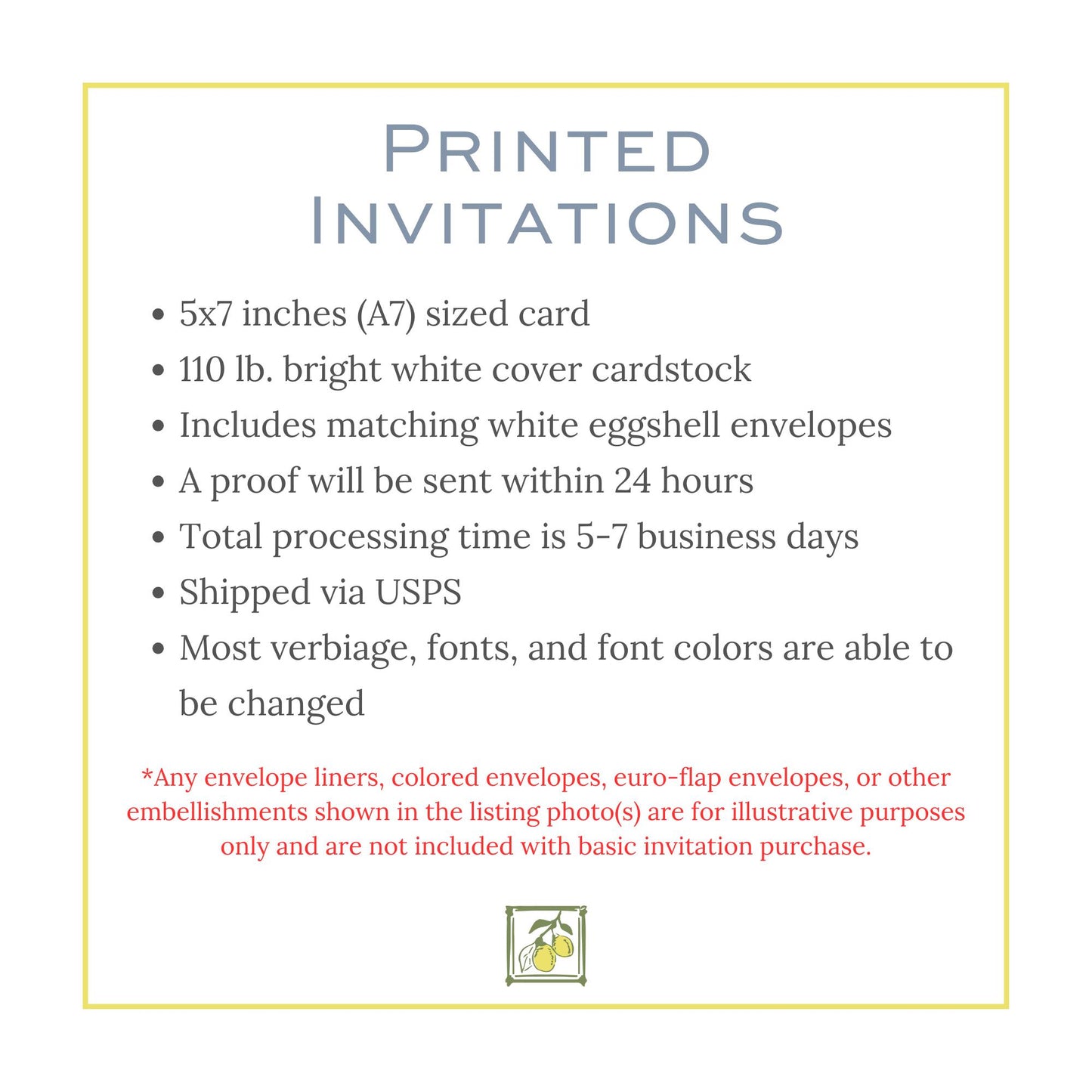 a white card with a yellow border and a red border