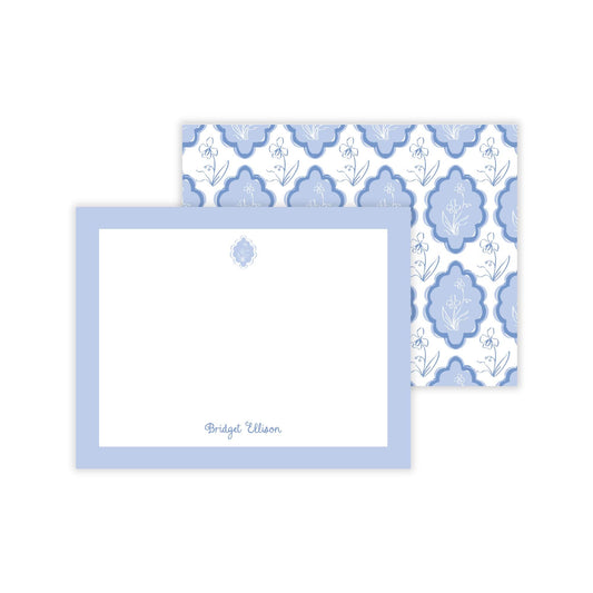 Blue Floral Block Print Notecards