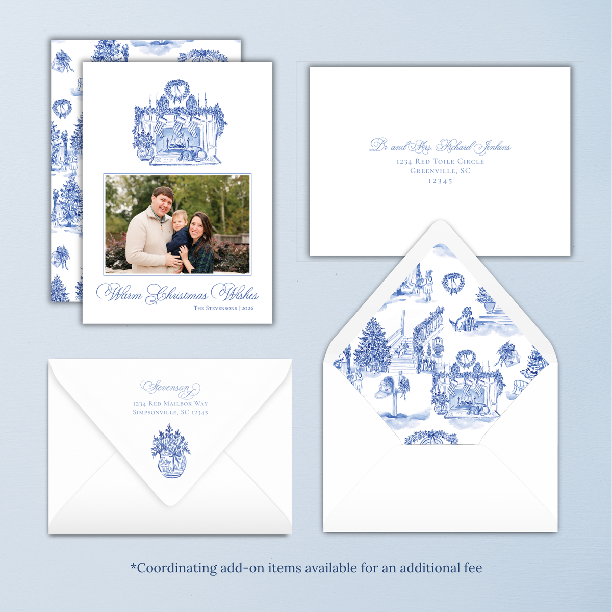 Winter Hearth Christmas Card - Blue