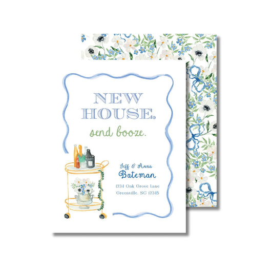 a new house and booze party card