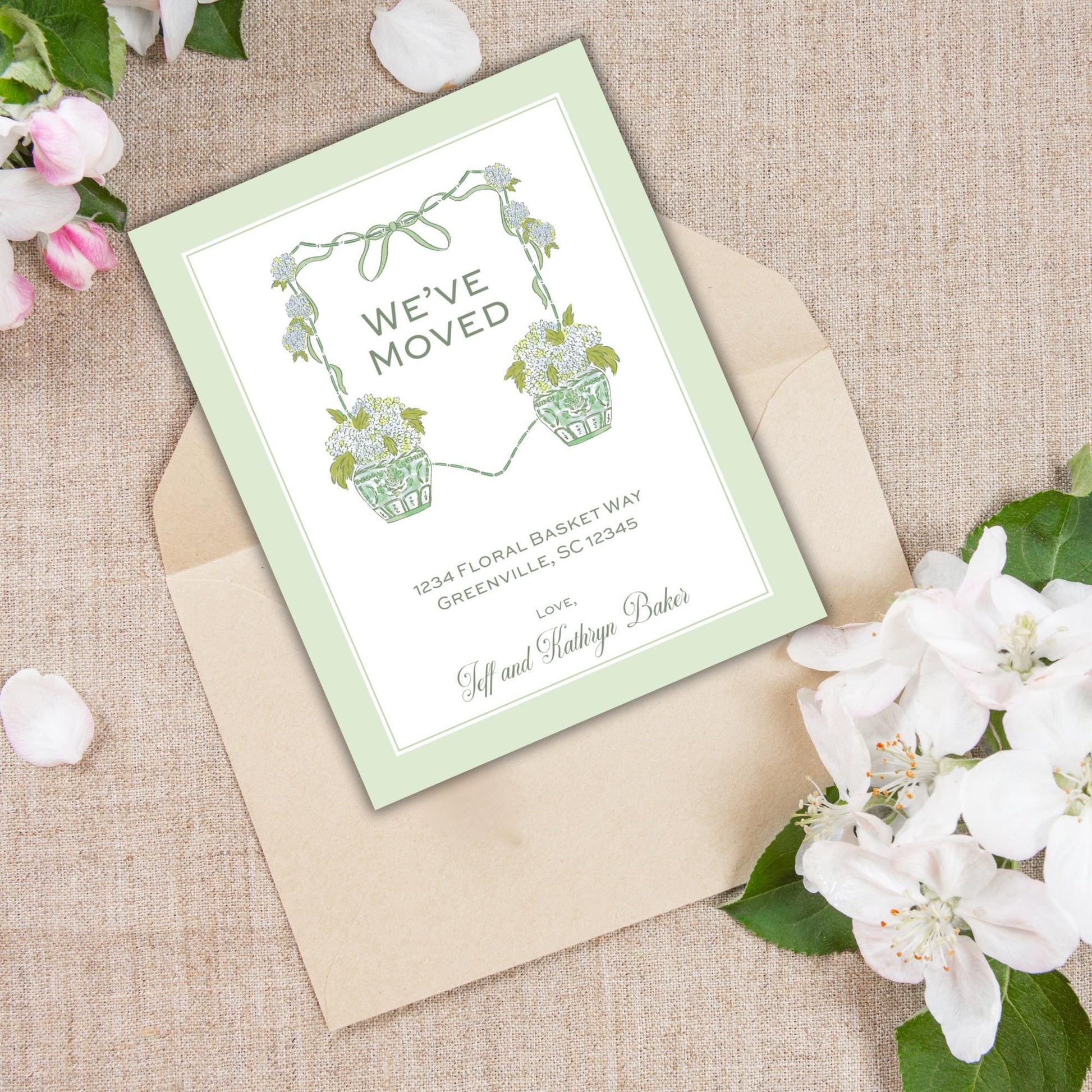 a card with a picture of flowers on it