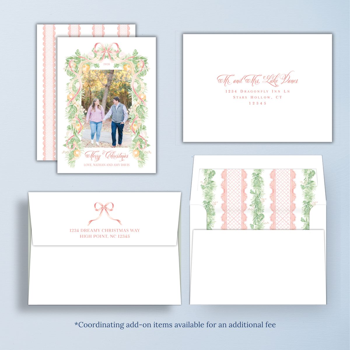 Peach Garland Christmas Card