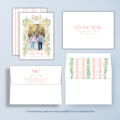 Peach Garland Christmas Card