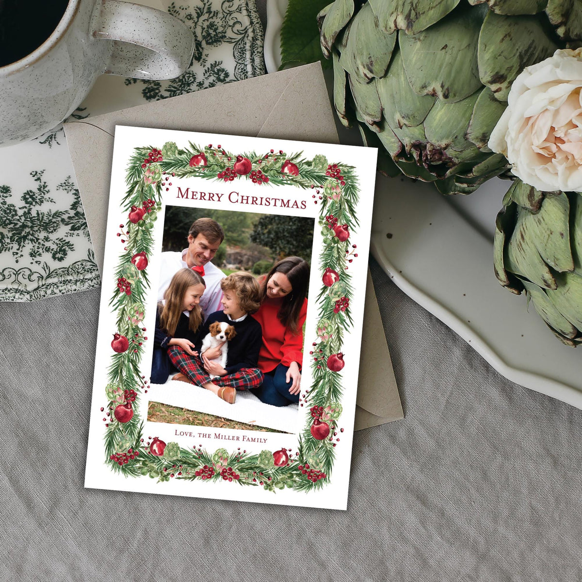 Artichoke Pomegranate Christmas Card