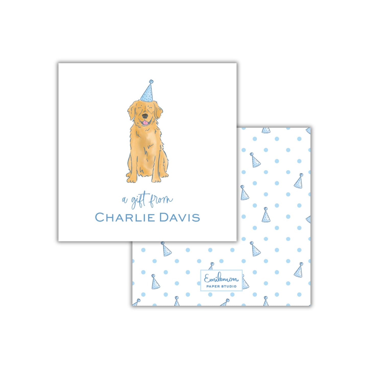 Golden Retriever Enclosure Cards - Blue