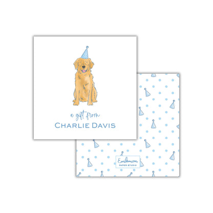Golden Retriever Enclosure Cards - Blue