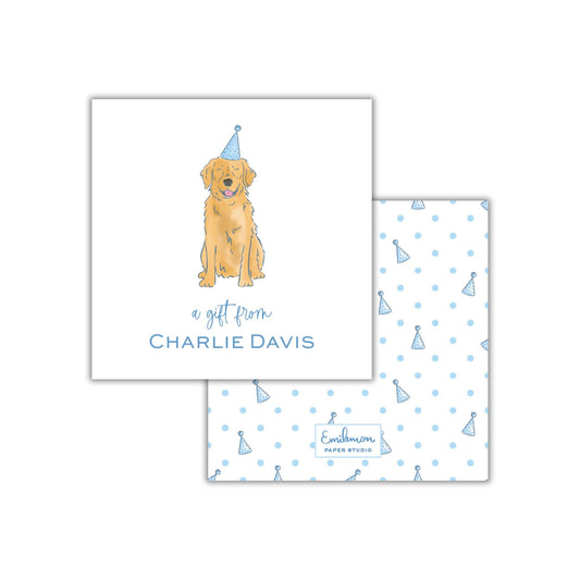 Golden Retriever Enclosure Cards - Blue