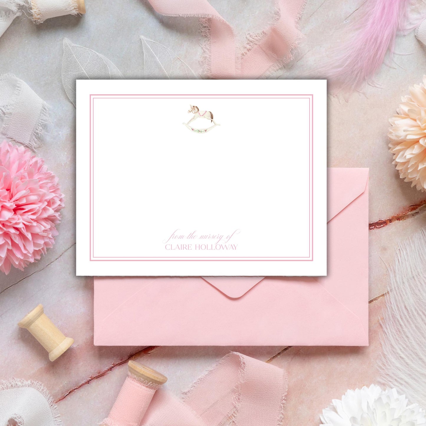 Rocking Horse Notecards - Pink