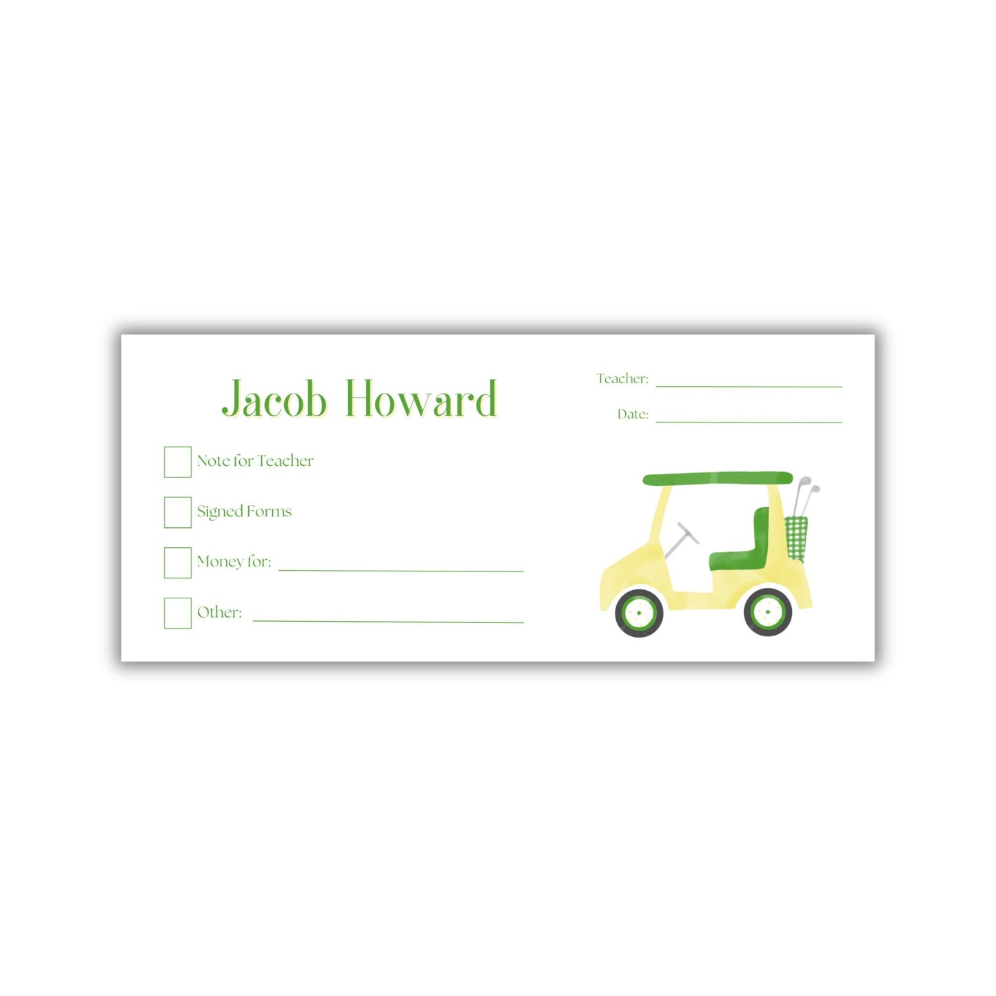 Golf Cart Money Envelopes
