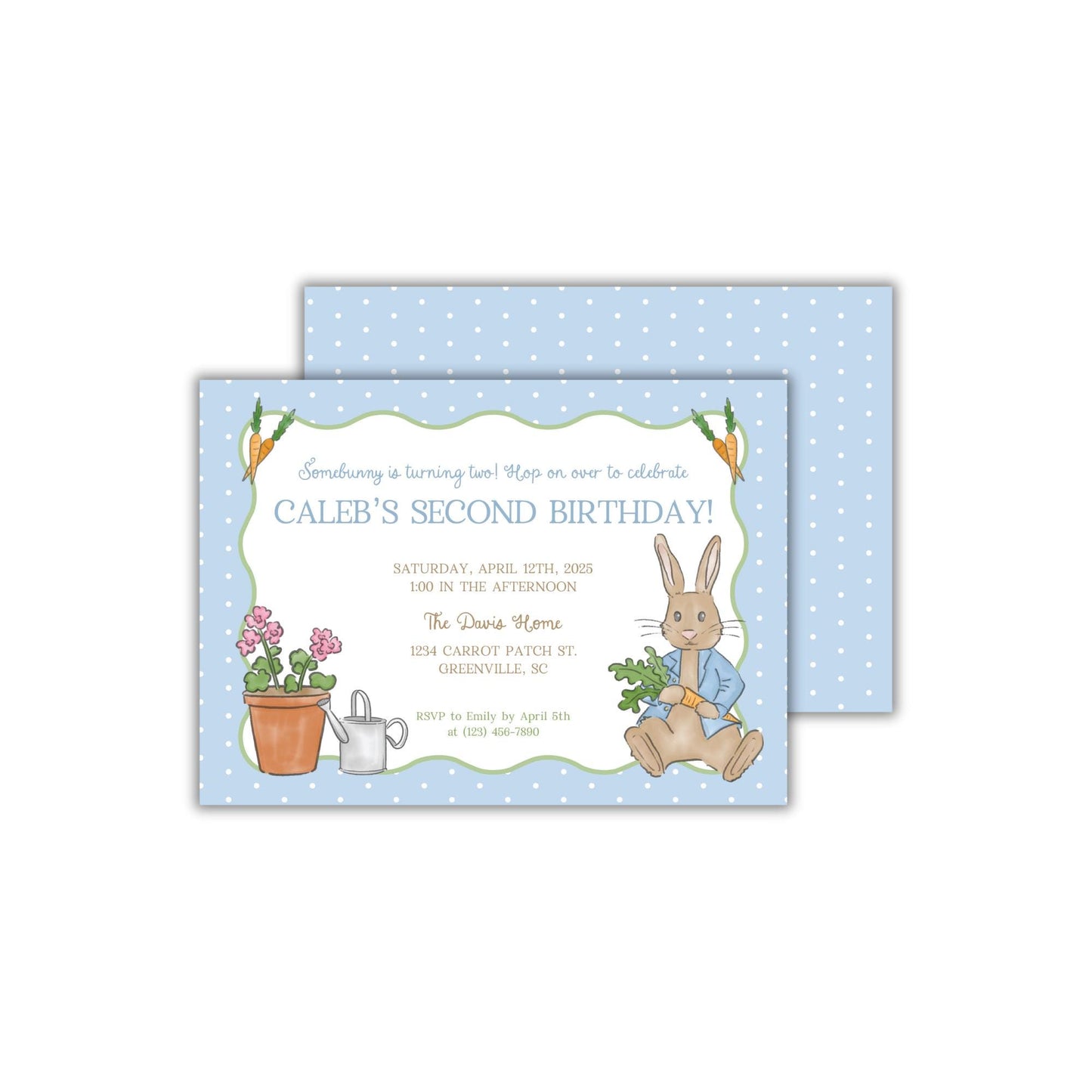 Bitty Dot Bunny Invitation