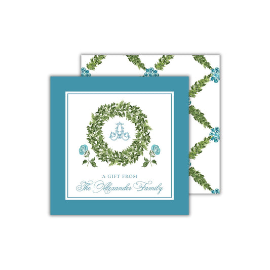 Teal Monogram Christmas Tags