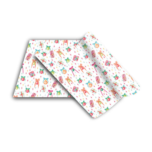 two pieces of wrapping paper on a white background