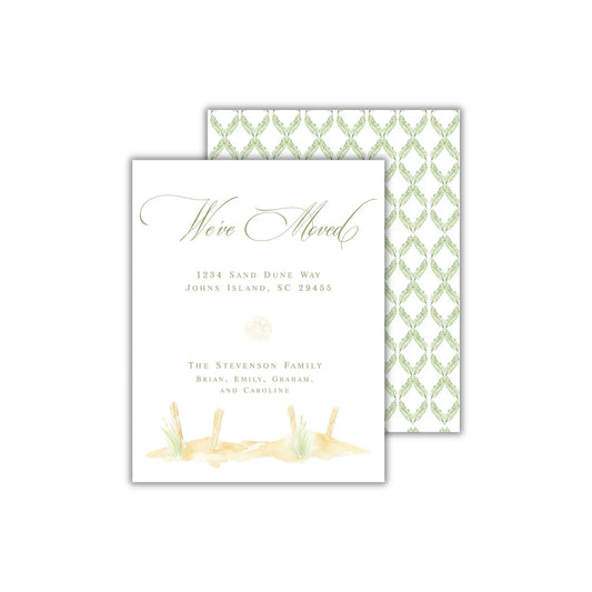 a wedding card with a green and white design