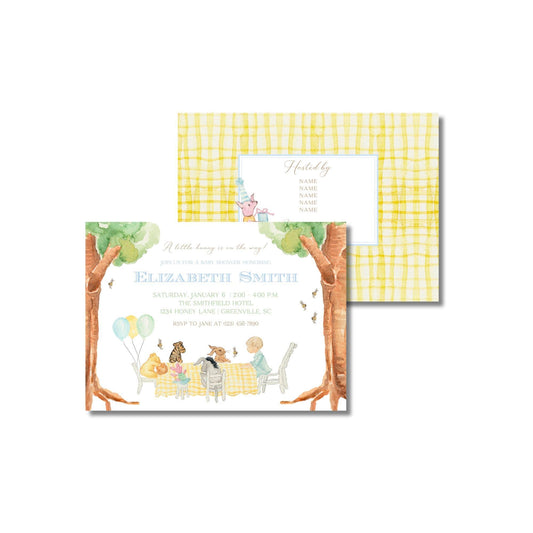 Vintage Pooh Baby Shower Invitation