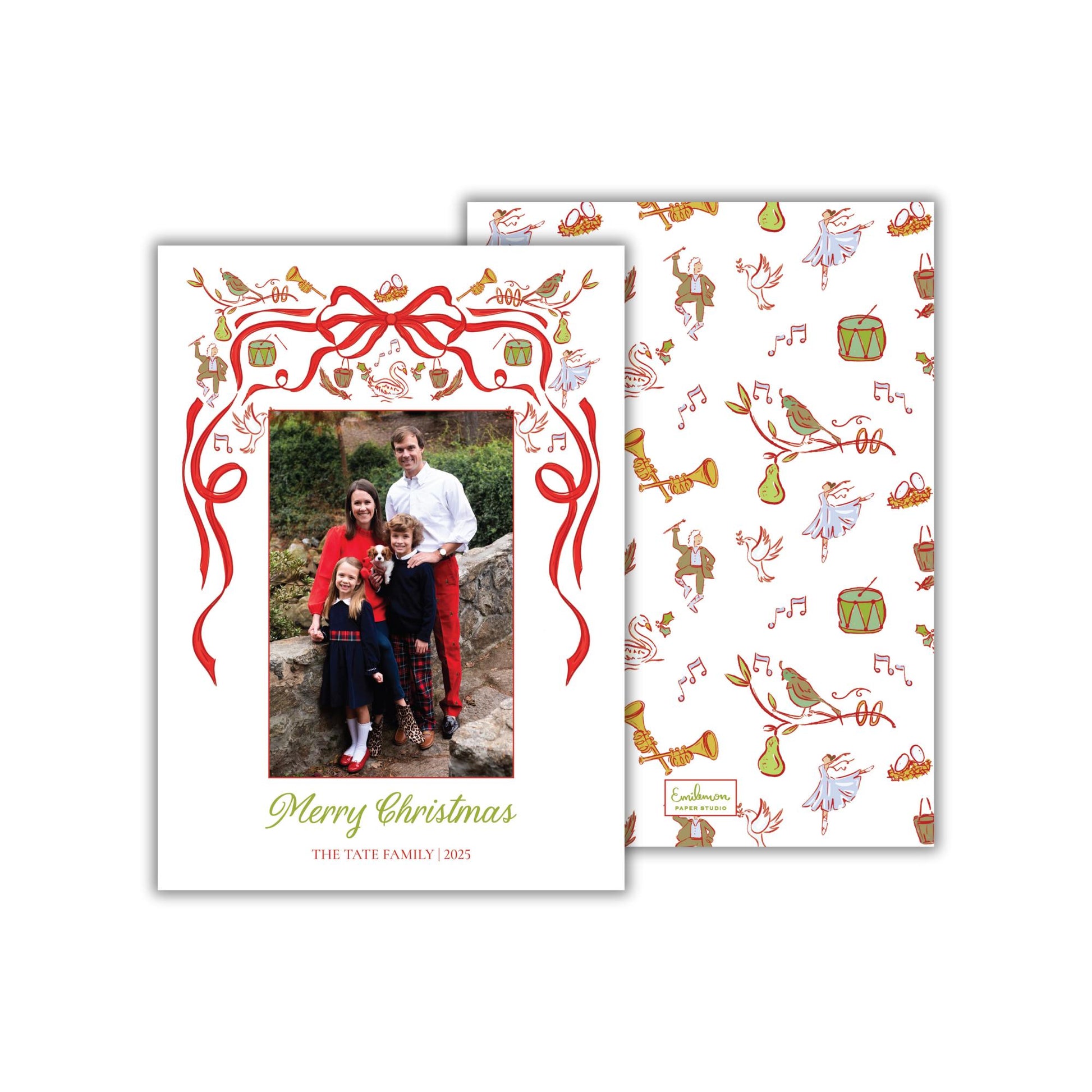 A family portrait of a man, woman, and child, with the text &quot;Merry Christmas&quot; and &quot;The TATE FAMILY 2015&quot; displayed on the image.