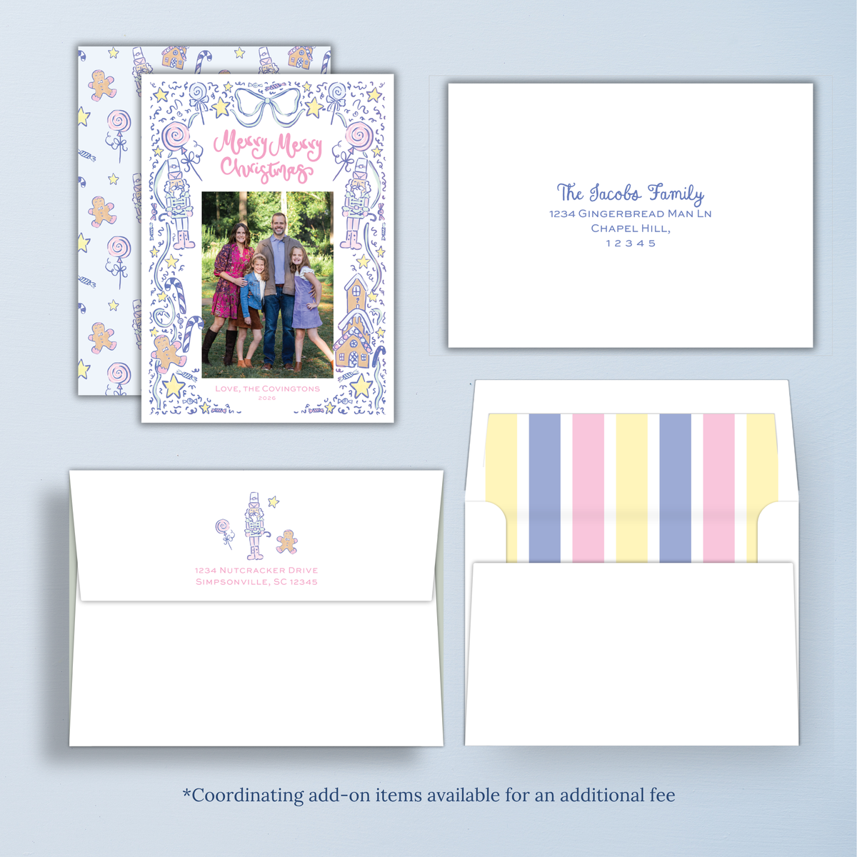 Candy Christmas Card - Blue/Pink