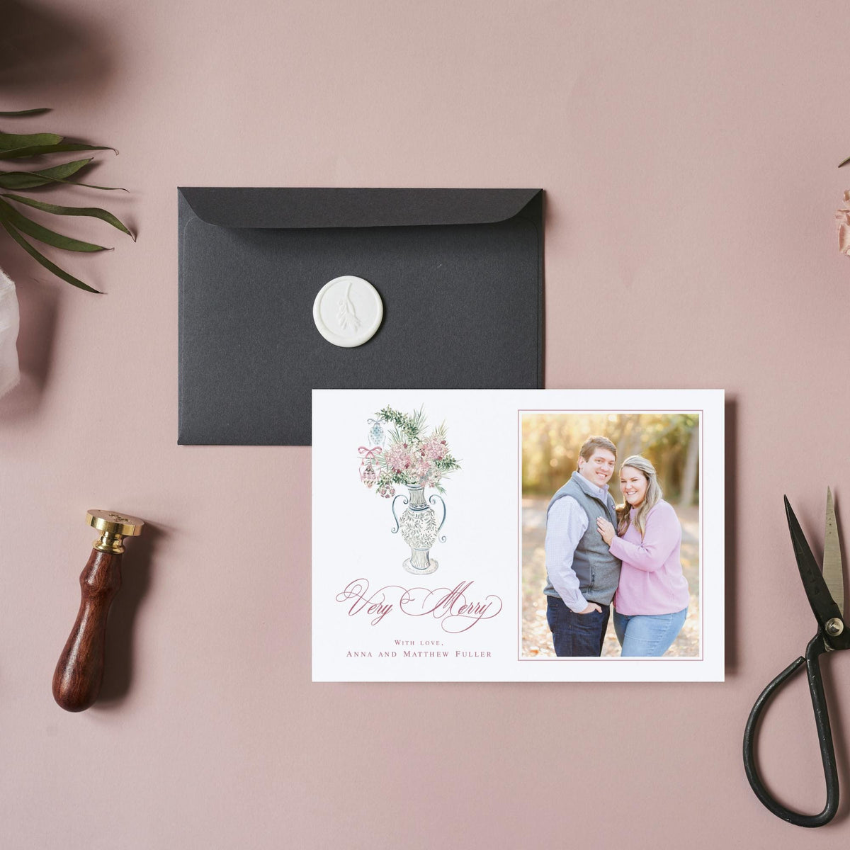 Hydrangea Vase Christmas Card