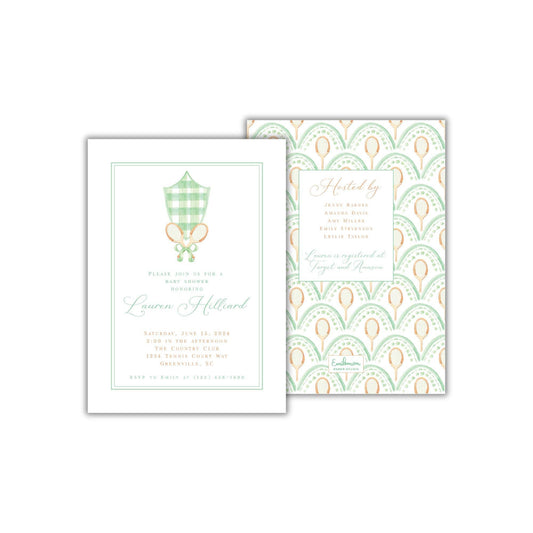 Tennis Baby Shower Invitation - Green