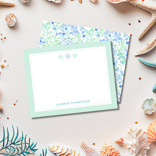 Aqua Paisley Notecards