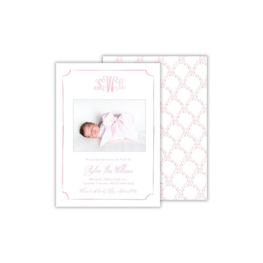 Watercolor Monogram Birth Announcement
