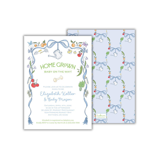 Home Grown Baby Shower Invitation - Blue